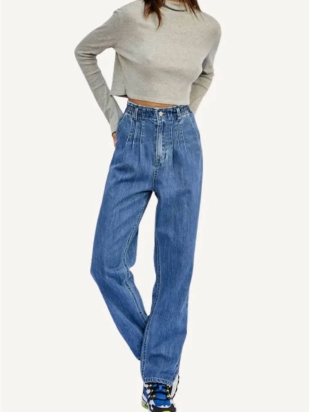 High Rise Pleated Mom Jeans for Women NWT